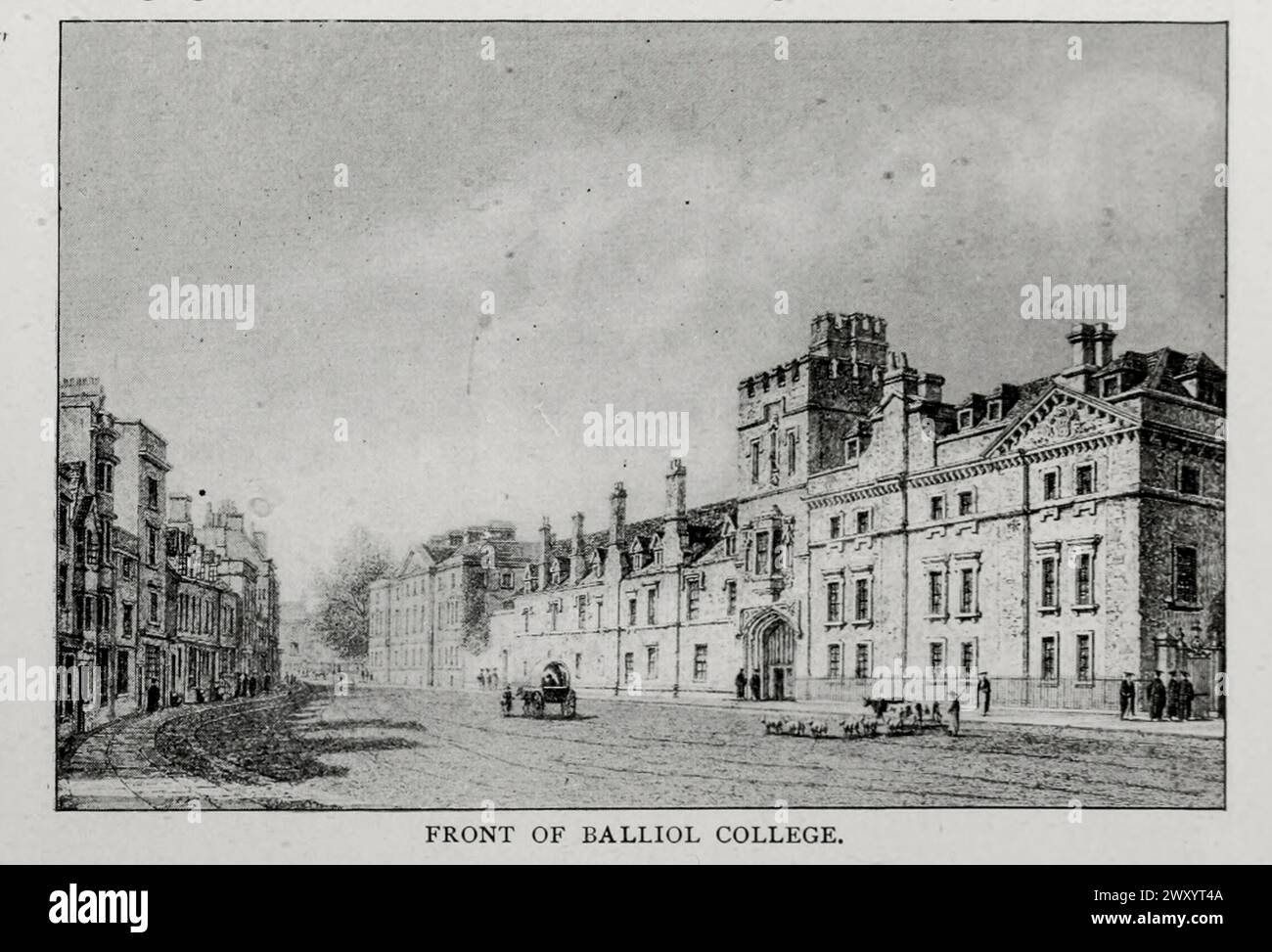 FRONT OF BALLIOL COLLEGE. from the Article THE BUILDINGS OF OXFORD, FROM AN ENGINEER'S POINT OF VIEW. By J. W. Parry.  from The Engineering Magazine Devoted to Industrial Progress Volume XVI October 1898 - March 1899 The Engineering Magazine Co Stock Photo
