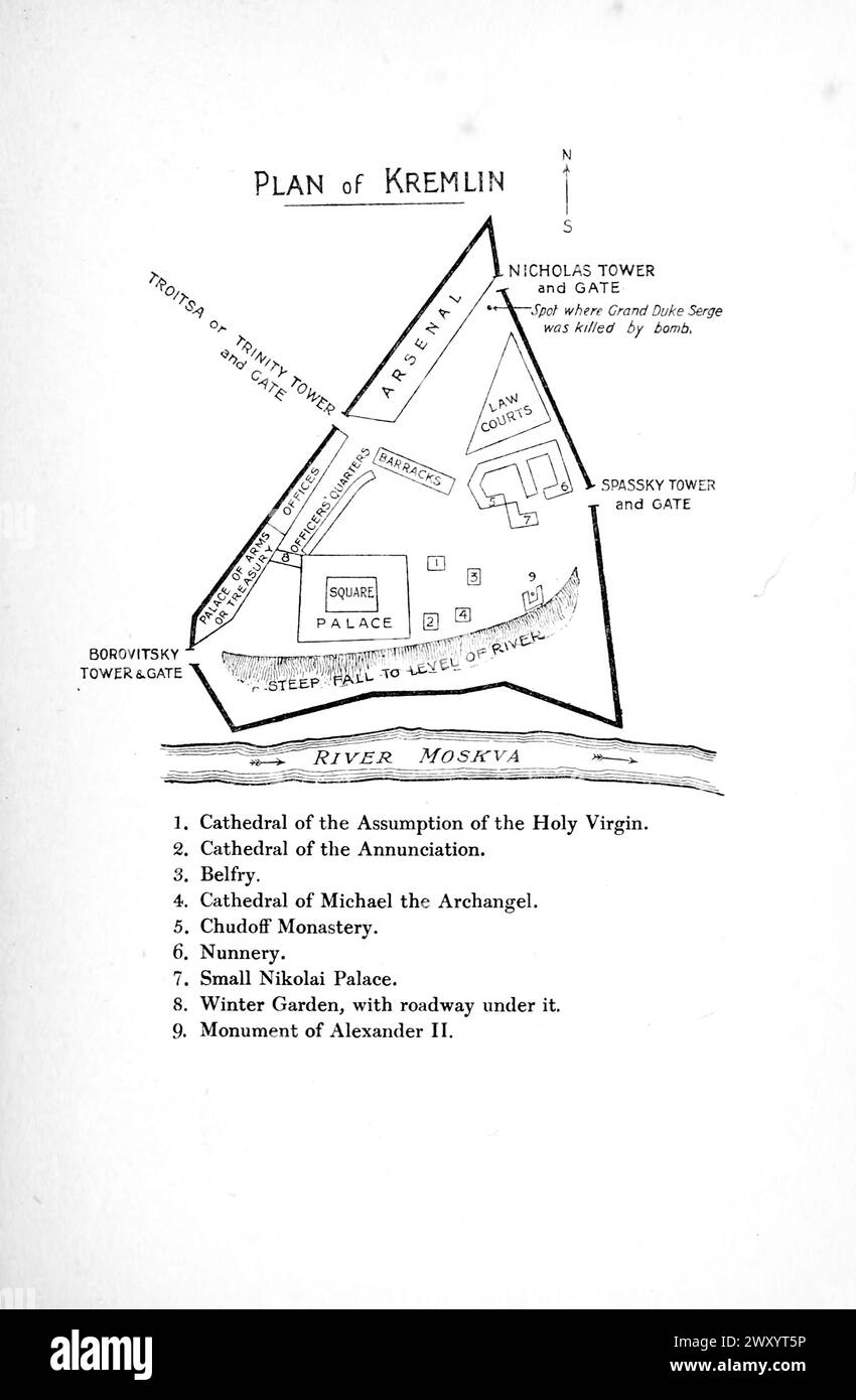 Plan of the Kremlin, Moscow 1912 Stock Photo