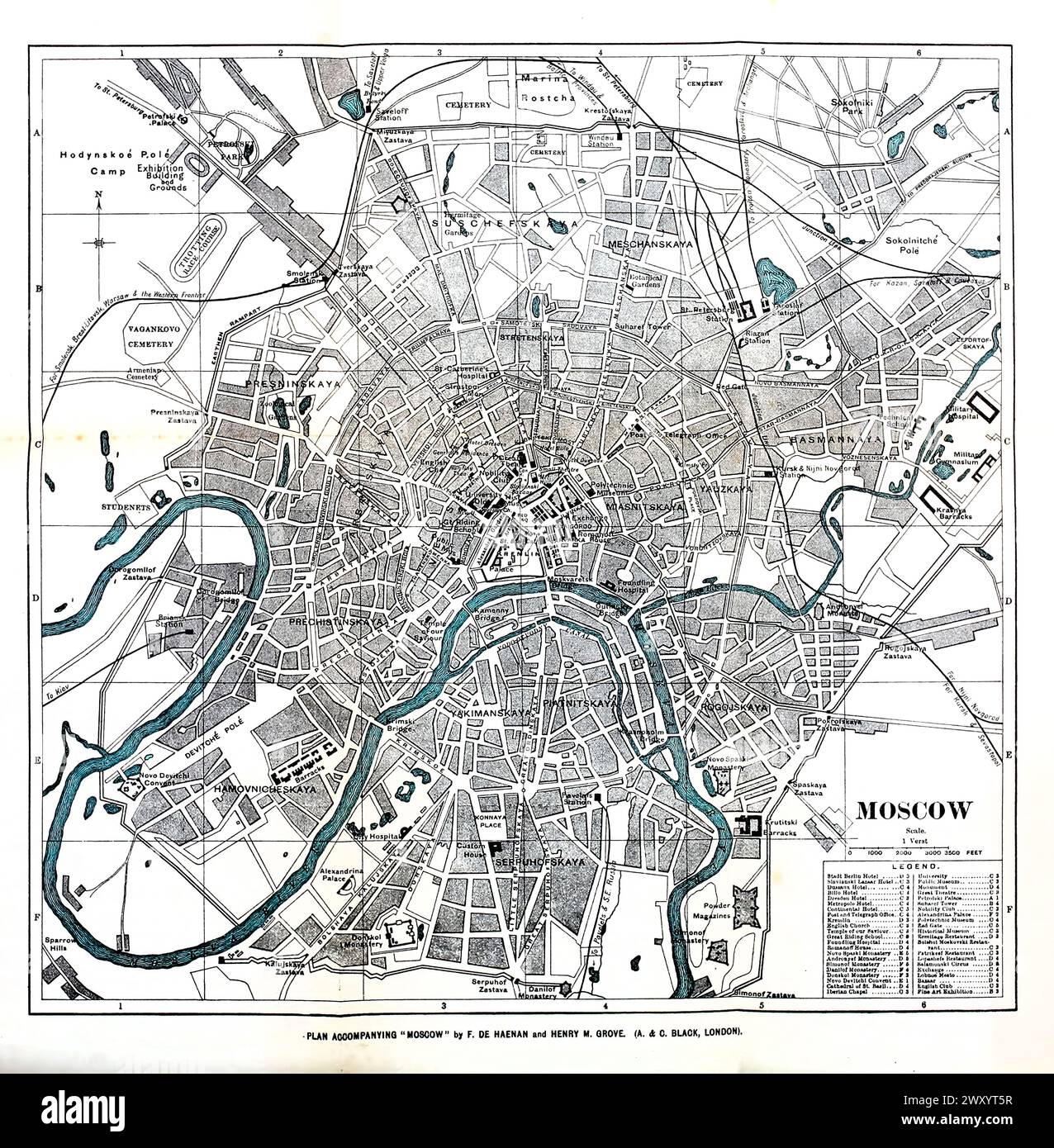 Map of Moscow 1912 Stock Photo