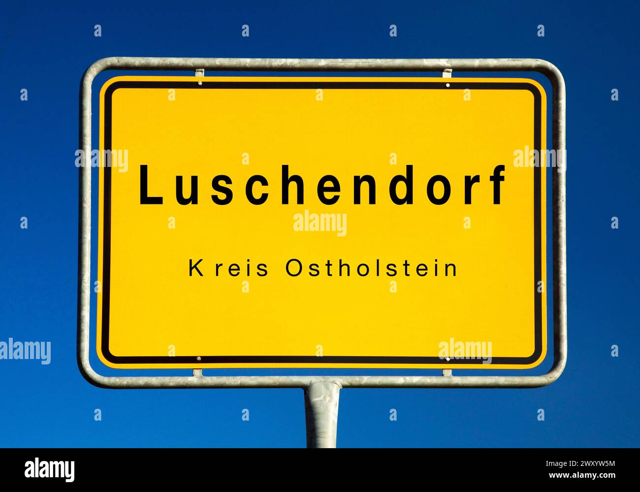 Luschendorf town sign, Germany, Schleswig-Holstein, Ostholstein, Ratekau Stock Photo