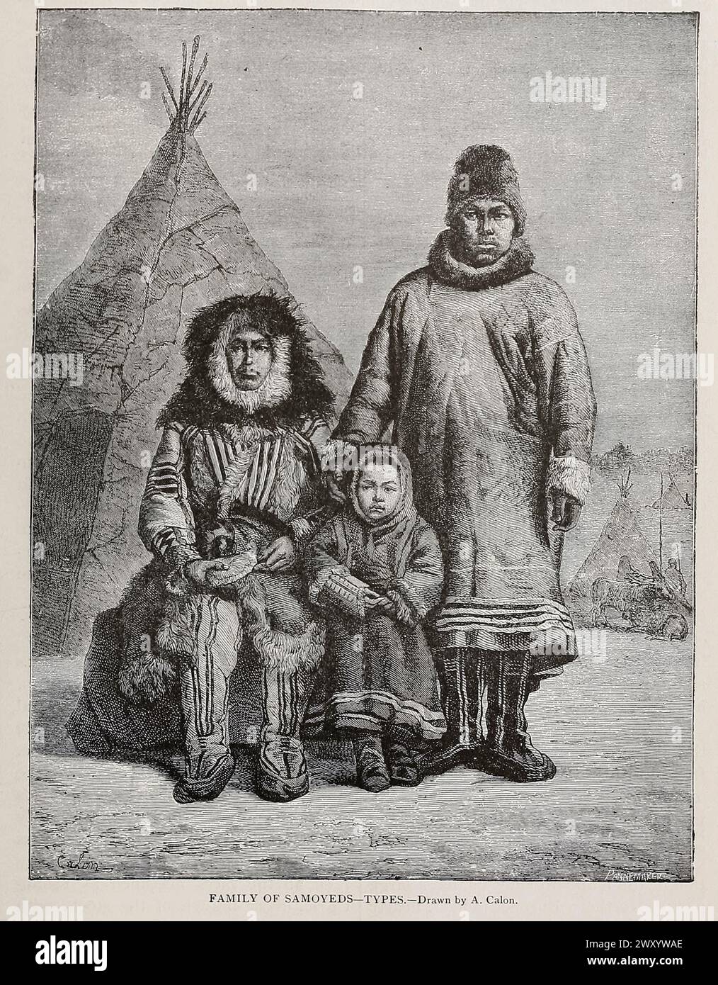 Family of Samoyed from Cyclopedia universal history : embracing the most complete and recent presentation of the subject in two principal parts or divisions of more than six thousand pages by John Clark Ridpath, 1840-1900 Publication date 1895 Publisher Boston : Balch Bros. Volume 7 History of Man Stock Photo