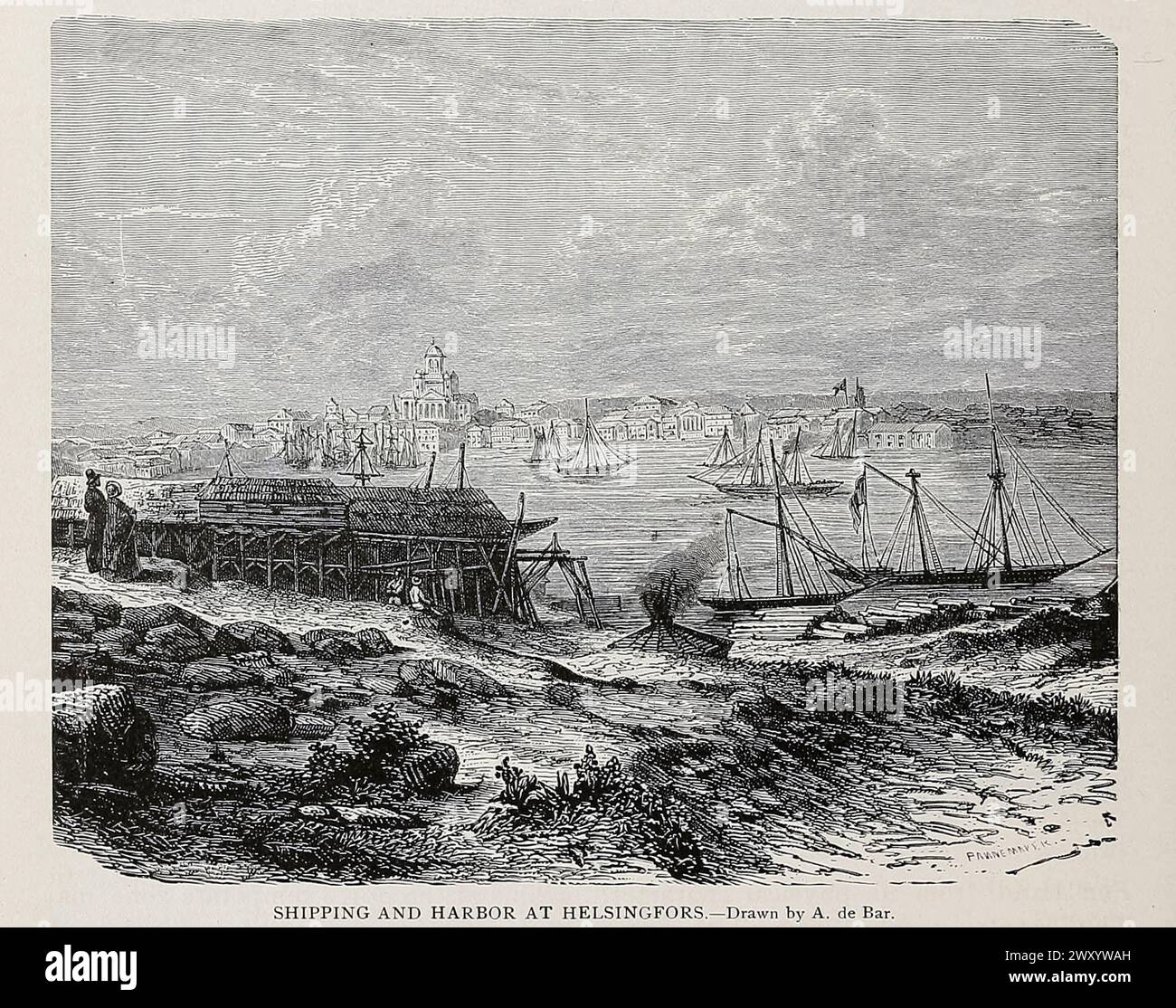 SHIPPING AND HARBOR AT HELSINGFORS from Cyclopedia universal history : embracing the most complete and recent presentation of the subject in two principal parts or divisions of more than six thousand pages by John Clark Ridpath, 1840-1900 Publication date 1895 Publisher Boston : Balch Bros. Volume 7 History of Man Stock Photo