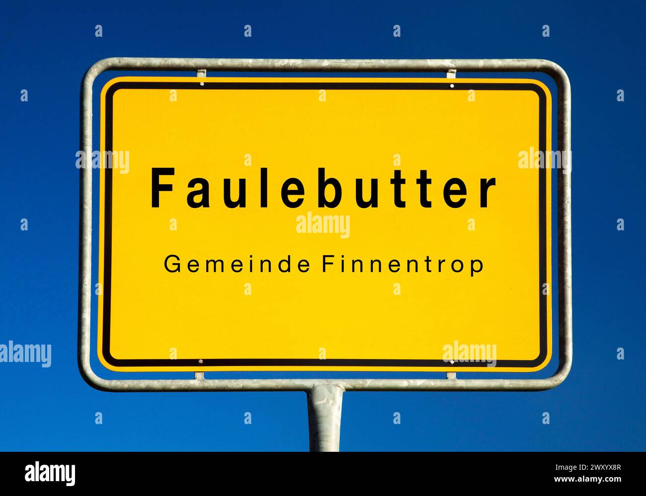 Faulebutter town sign, Germany, North Rhine-Westphalia, Olpe, Finnentrop Stock Photo