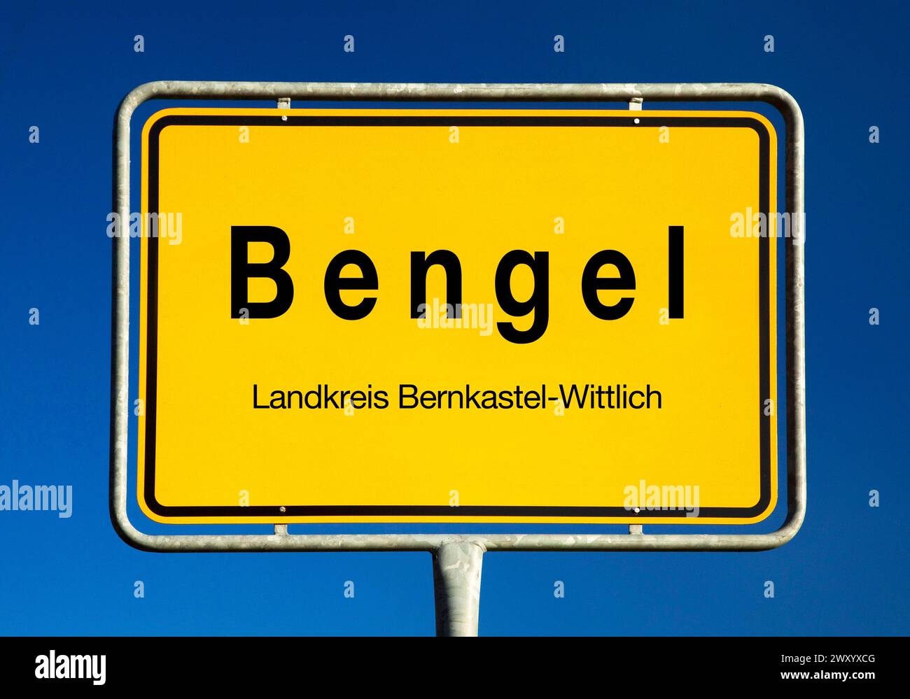 Bengel town sign, Germany, Rhineland-Palatinate, Bernkastel-Wittlich, Bengel Stock Photo