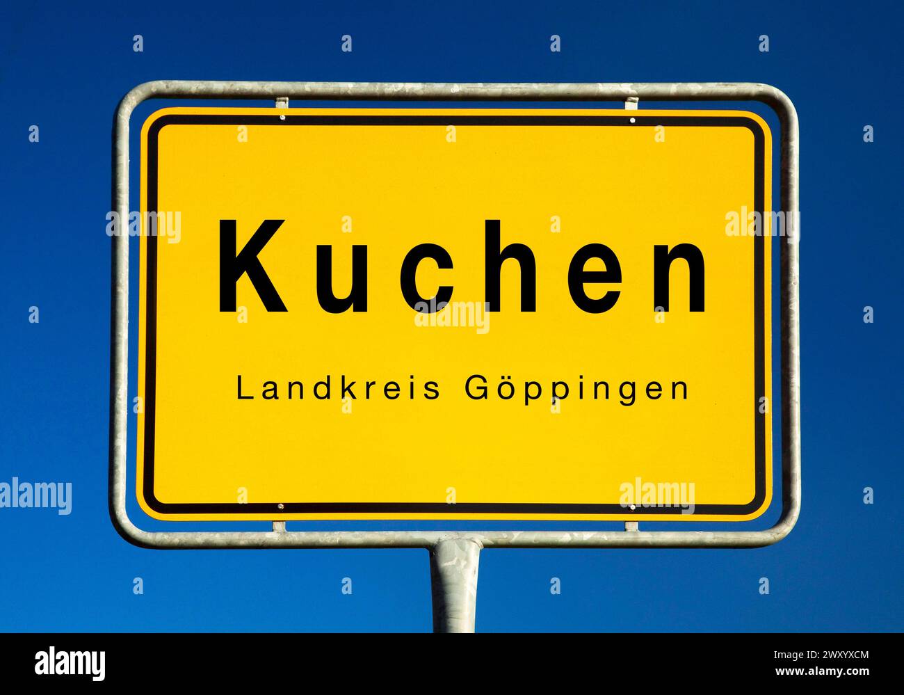 Kuchen town sign, Germany, Baden-Wuerttemberg, Goeppingen, Kuchen Stock Photo