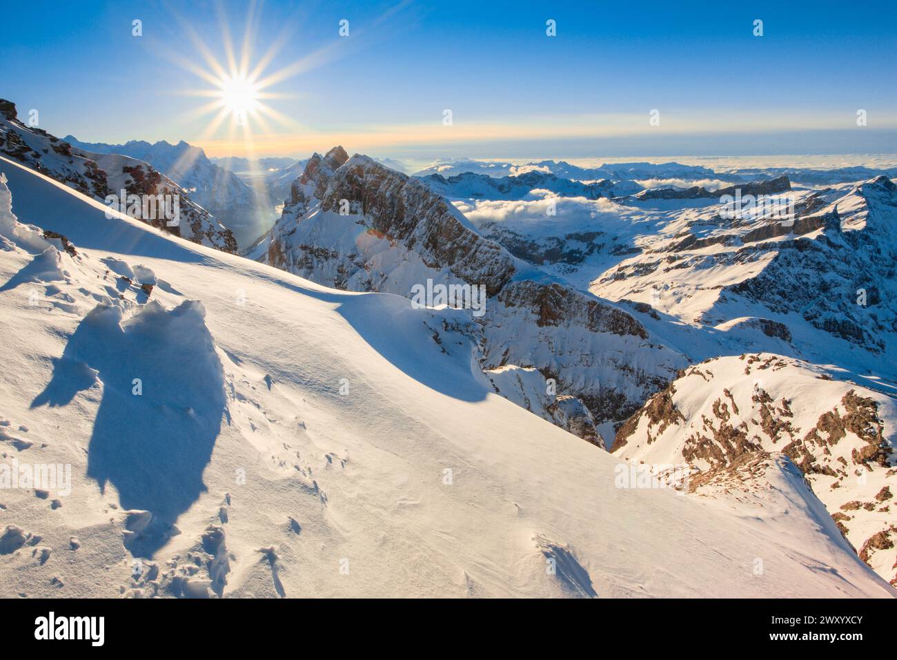 view from the Titlis, Switzerland, Bernese Alps Stock Photo