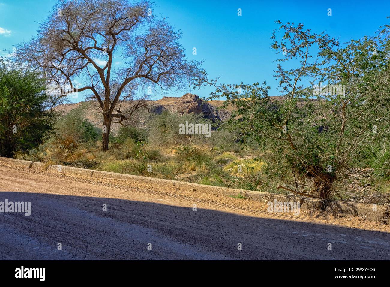 Road through the Gaub Pass in Namibia Stock Photo