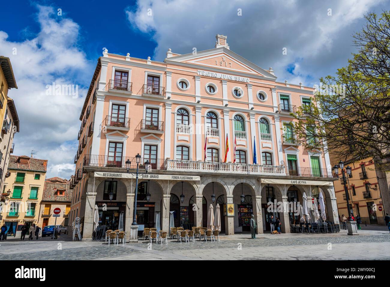 Juan Bravo theatre, Plaza Mayor, Segovia, Castile and Leon, Spain Stock Photo