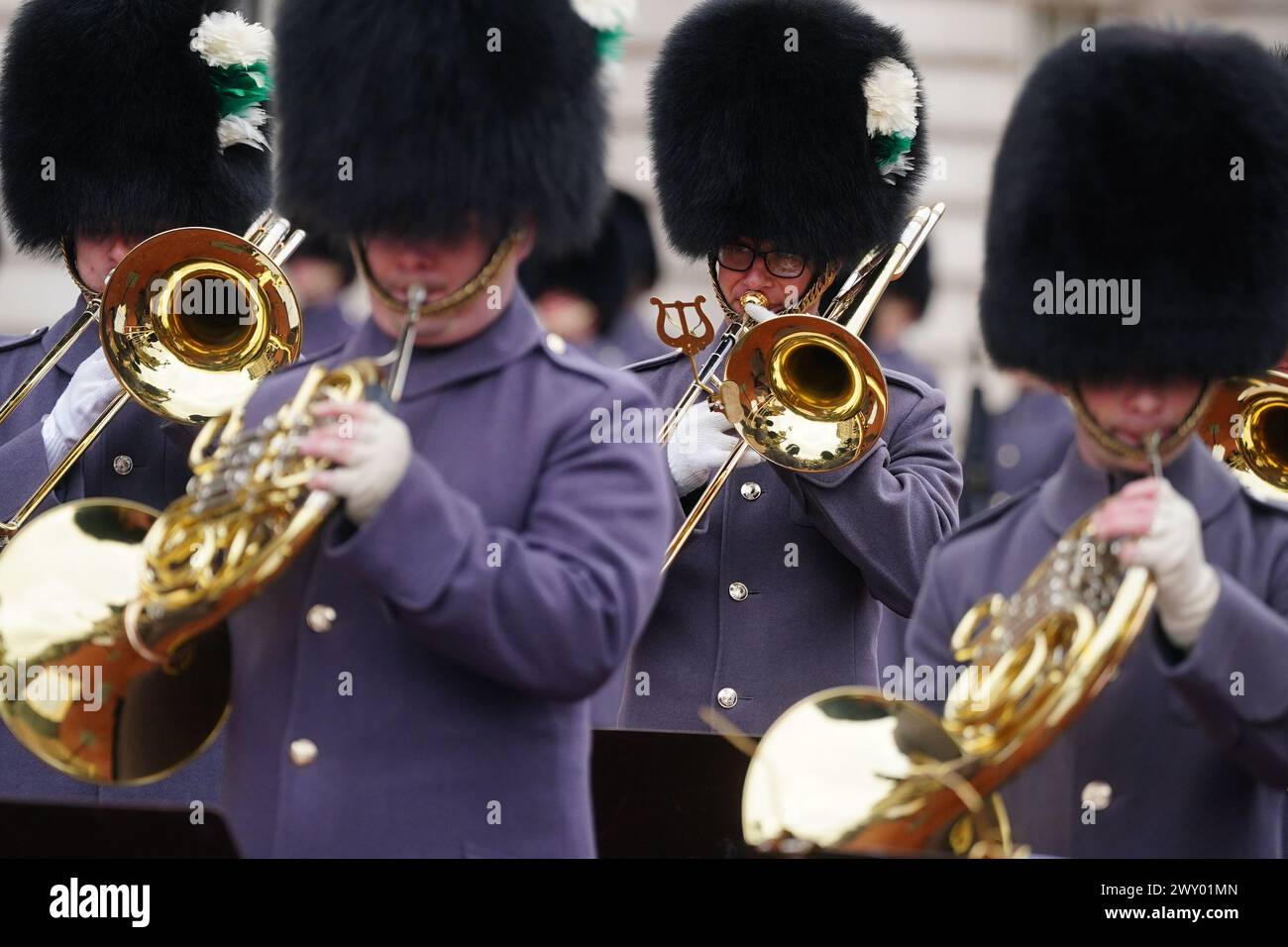 The Band of the Welsh Guards perform during the Changing of the Guard ...