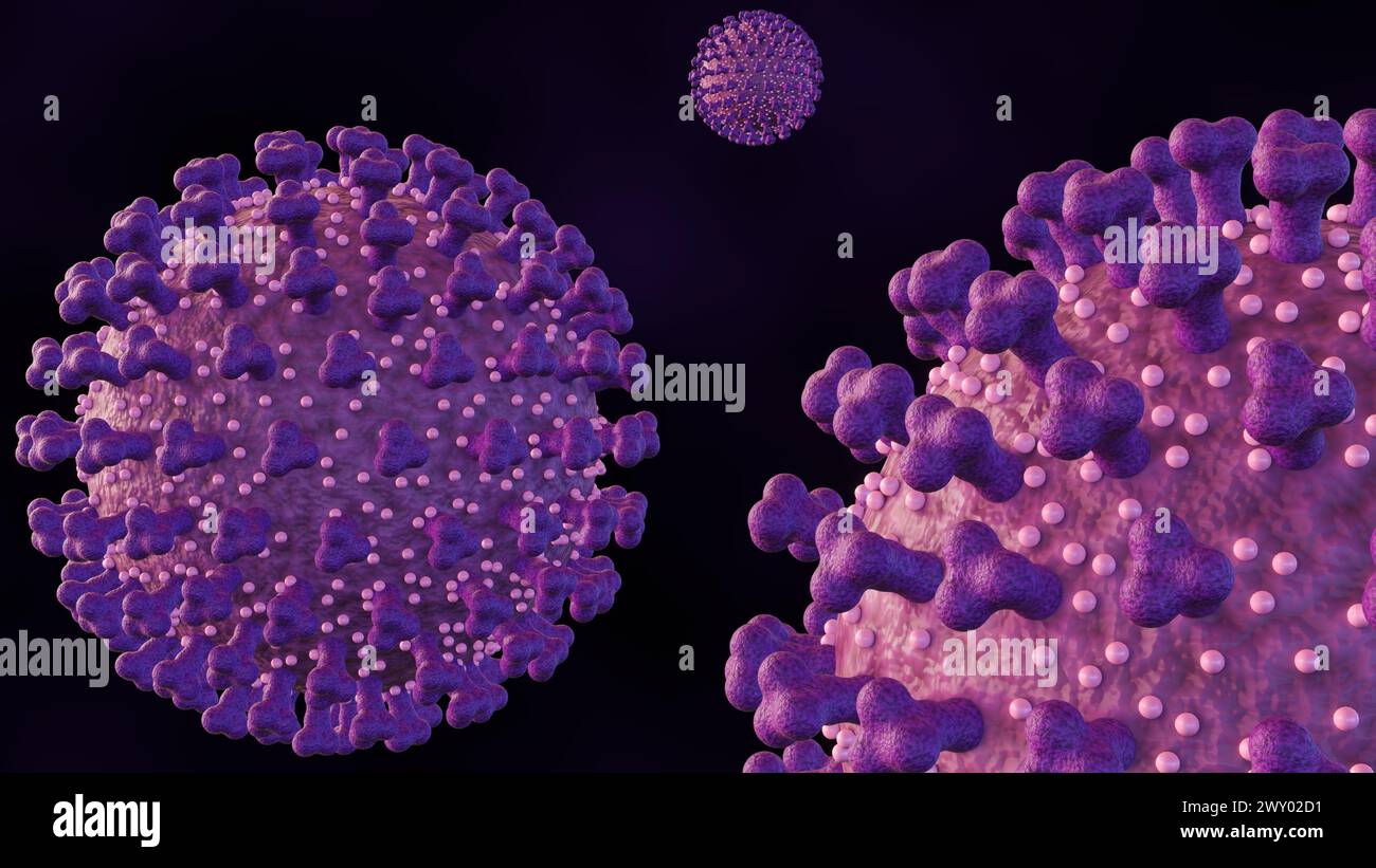 3d rendering of Echovirus. The name is derived from 'enteric cytopathic human orphan virus' Stock Photo