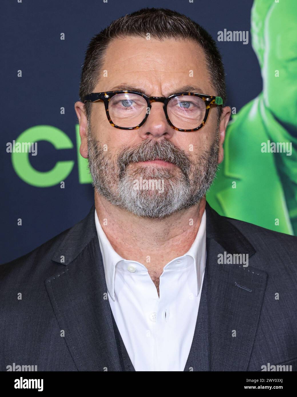 LOS ANGELES, CALIFORNIA, USA - APRIL 02: Nick Offerman arrives at the Los Angeles Special Screening Of A24's 'Civil War' held at the Academy Museum of Motion Pictures on April 2, 2024 in Los Angeles, California, United States. (Photo by Xavier Collin/Image Press Agency) Stock Photo