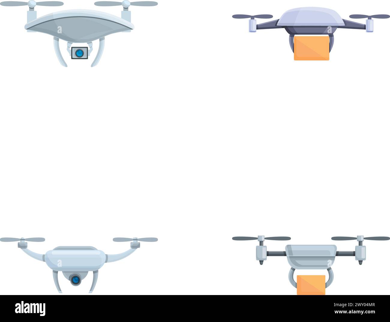 Service drone icons set cartoon vector. Shipping parcel package with ...