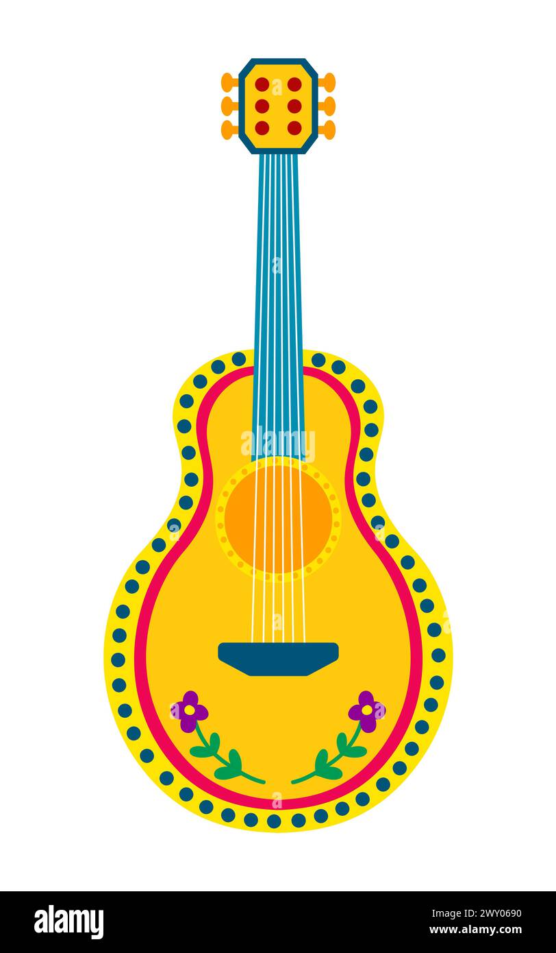 Vector mexican acoustic guitar flat illustration Stock Vector Image ...