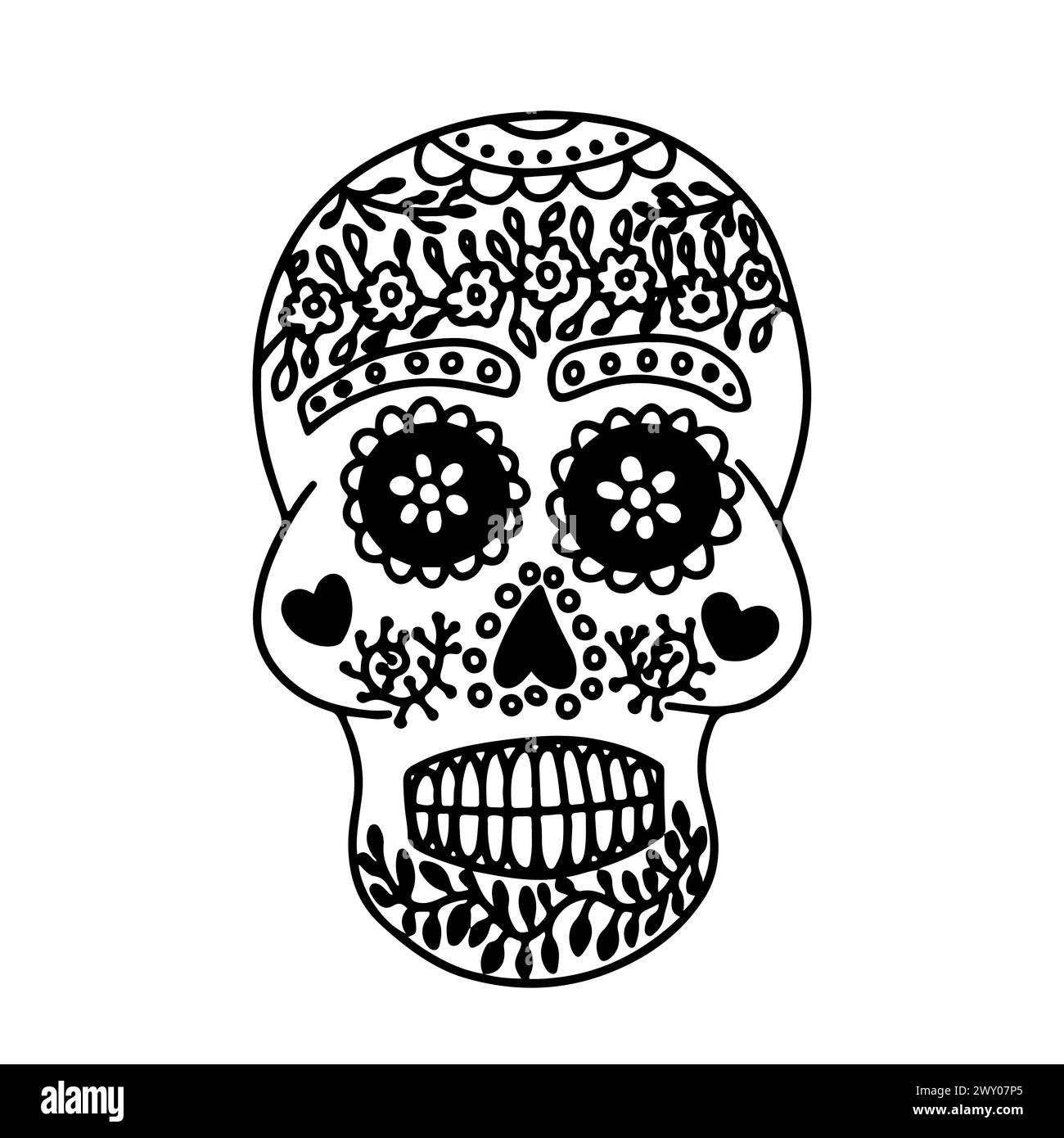 Traditional mexican painted skull Stock Vector Images - Alamy