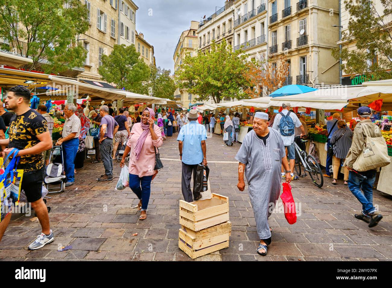 Marché des Capucins, Noailles. Multiculturalism in Marseille, France Stock Photo