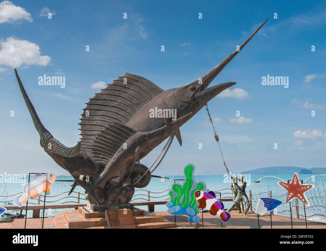 Sailfish Sculpture, Ao Nang Beach Stock Photo