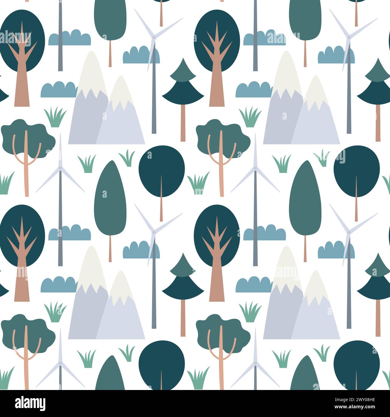 Mountains Trees Pattern Scandinavian mountains illustration hi-res stock photography and images ...