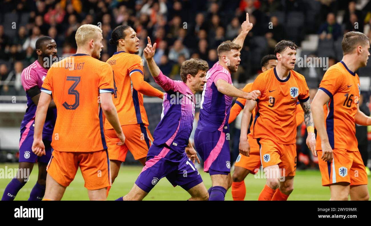 Im Bild: Reactions after the goal to 2:1, f.t.le. Antonio Ruediger (Germany, 2), Matthijs de Ligt (Netherlands, 3), Virgil van Dijk (Netherlands, 4), Stock Photo