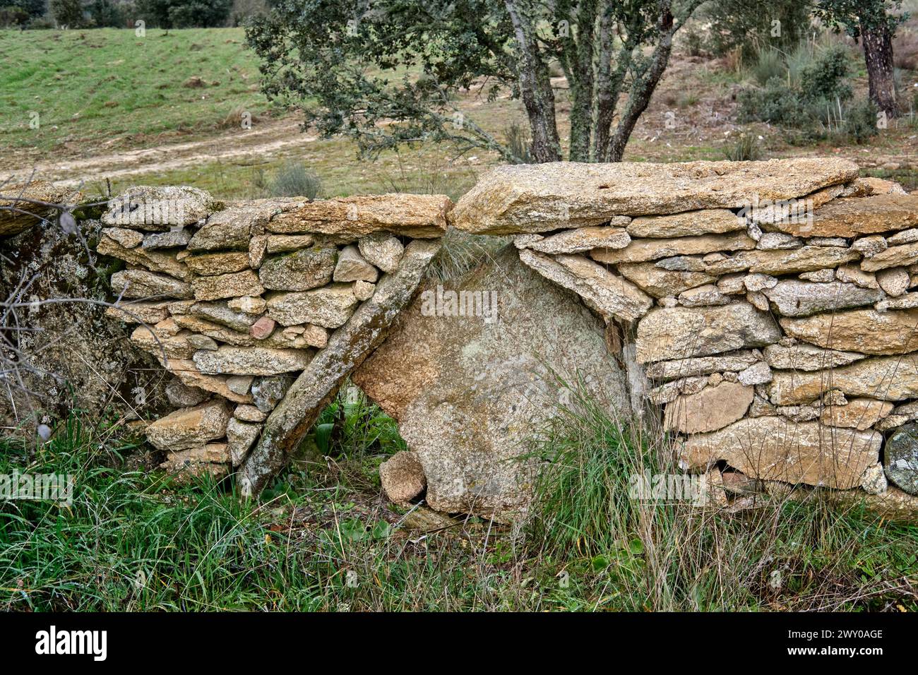 Old stone walls, centuries old. Vila Chã da Braciosa, Miranda do Douro. Trás-os-Montes. Portugal Stock Photo