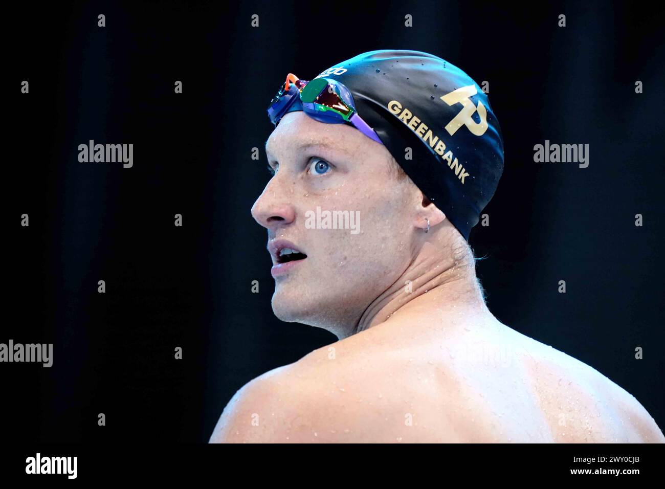 Luke Greenbank can be seen during day two of the 2024 British Swimming
