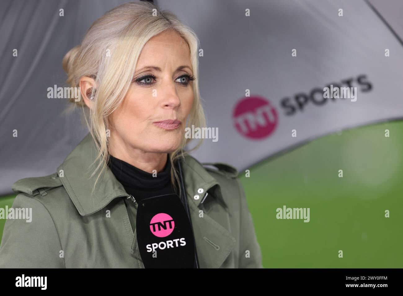 London, UK. 2nd Apr, 2024. Lynsey Hipgrave while working for TNT Sports during the Premier League match at the London Stadium, London. Picture credit should read: Paul Terry/Sportimage Credit: Sportimage Ltd/Alamy Live News Stock Photo