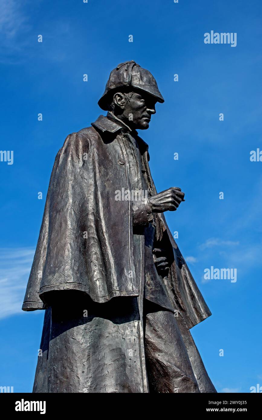 Statue of Sherlock Holmes in Picardy Place, Edinburgh, the street where his creator Sir Arthur Conan Doyle was born. Stock Photo