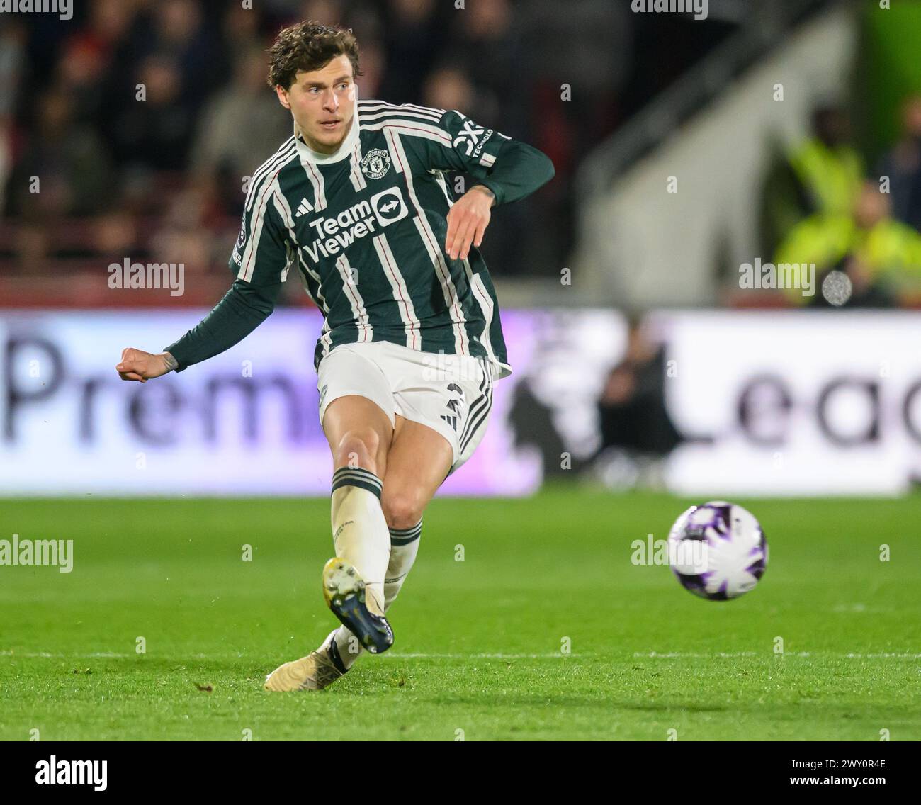 London, UK. 30th Mar, 2024. 30 Mar 2024 - Brentford v Manchester United - Premier League - GTech Community Stadium. Manchester United's Victor Lindelof in action against Brentford. Picture Credit: Mark Pain/Alamy Live News Stock Photo