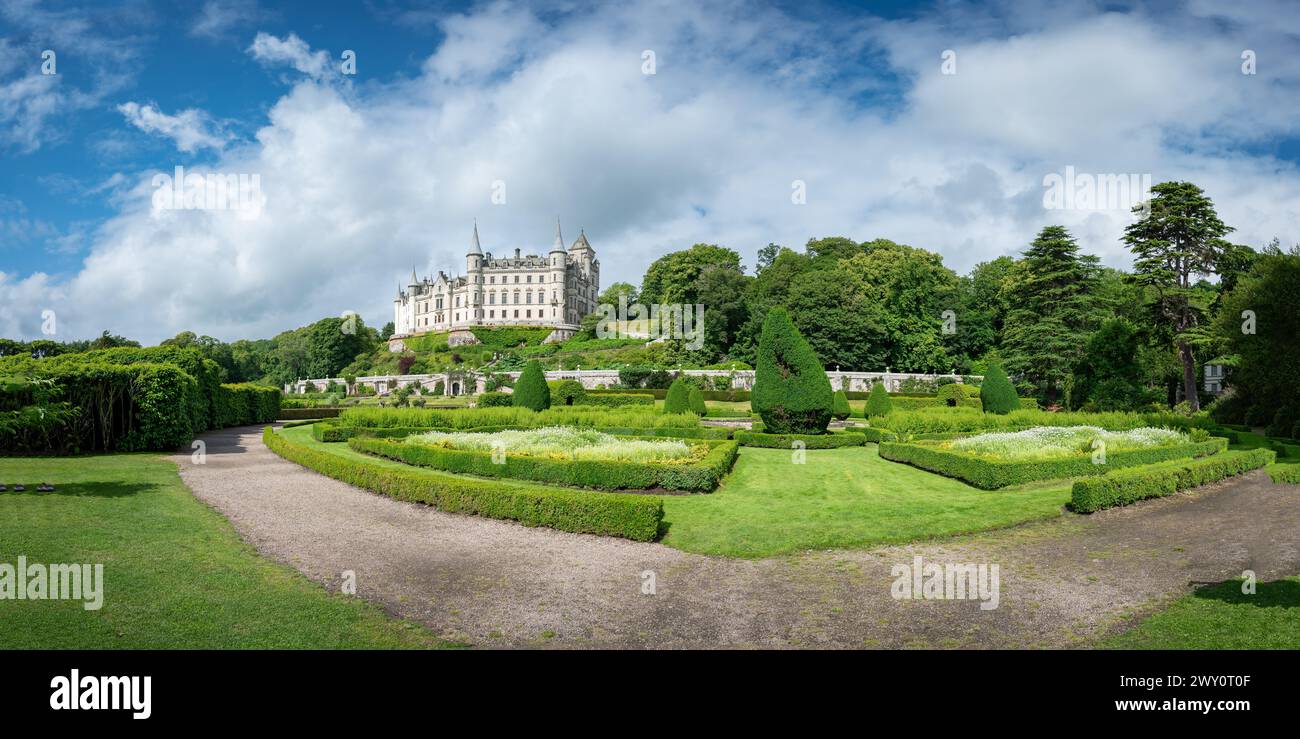 View of the Dunrobin Castle & Gardens, Golspie, Sutherland family, Northern Highlands, Scotland, UK Stock Photo