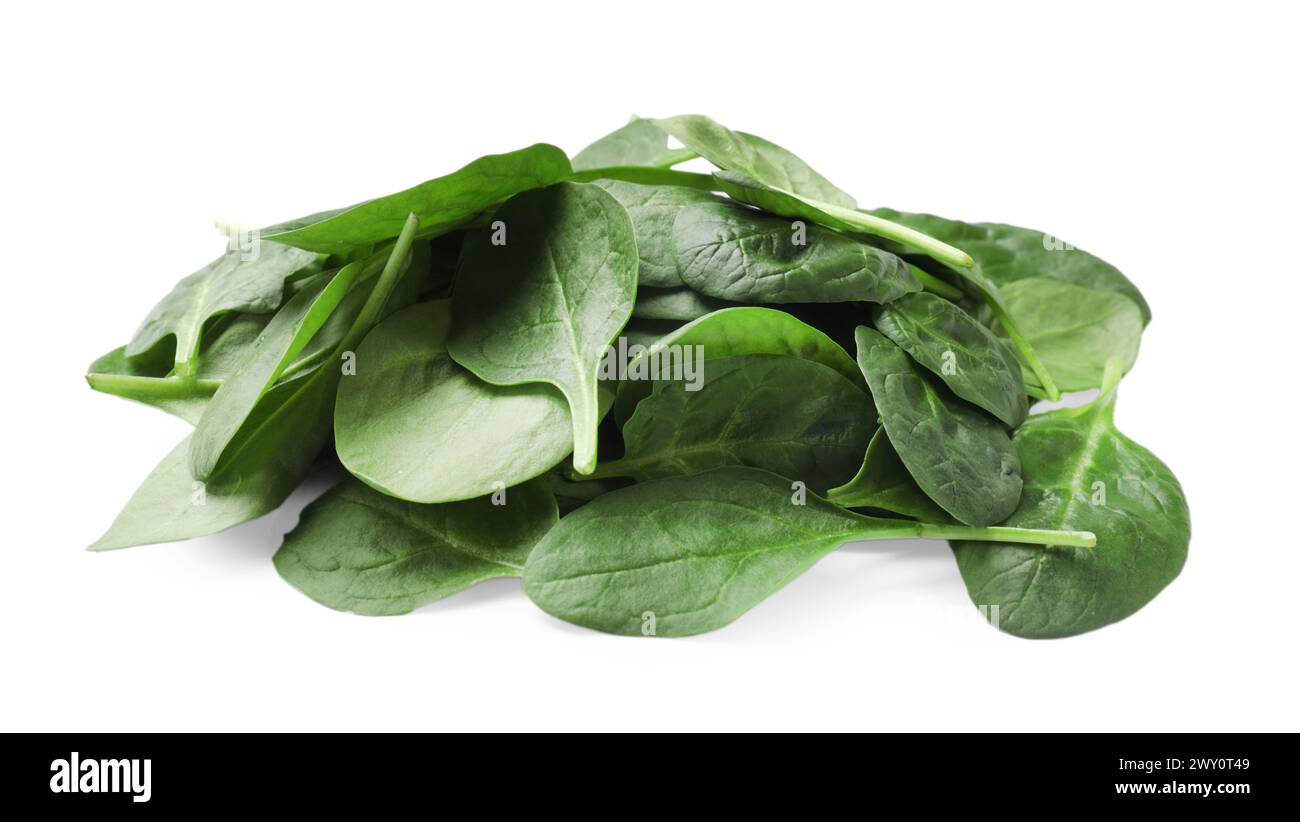 Pile of fresh spinach leaves isolated on white Stock Photo - Alamy