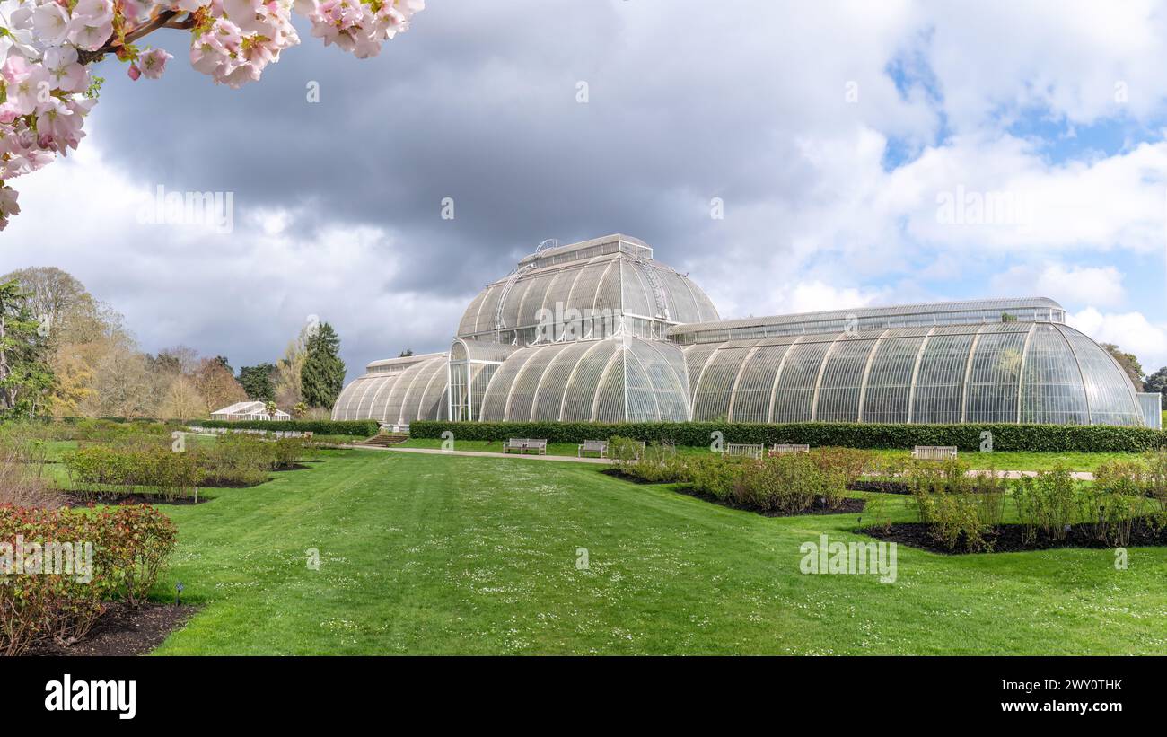 Kew, Richmond, Uk; April 03, 2024 - The Palm House is a large greenhouse in the Royal Botanic Gardens, Kew, in London. It was completed in 1848. Stock Photo