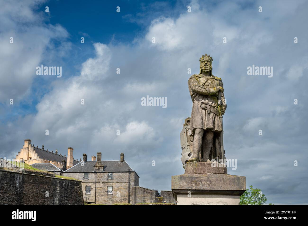 King Robert the Bruce of Scotland, statue, top of the town, Castle Hill, Stirling, Scotland, UK Stock Photo