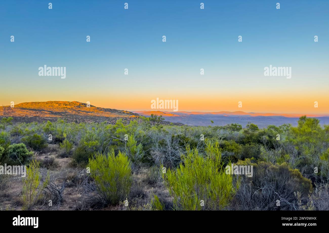 Sunset view of landscape in the Namaqualand region of South Africa Stock Photo