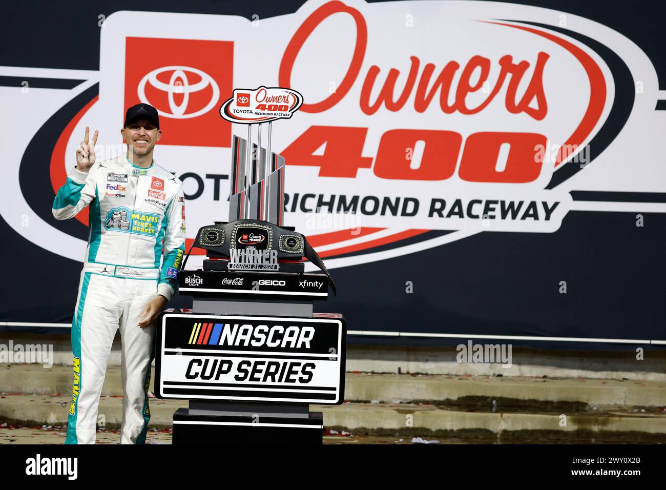 NASCAR Cup Series driver, Denny Hamlin wins the Toyota Owners 400 in