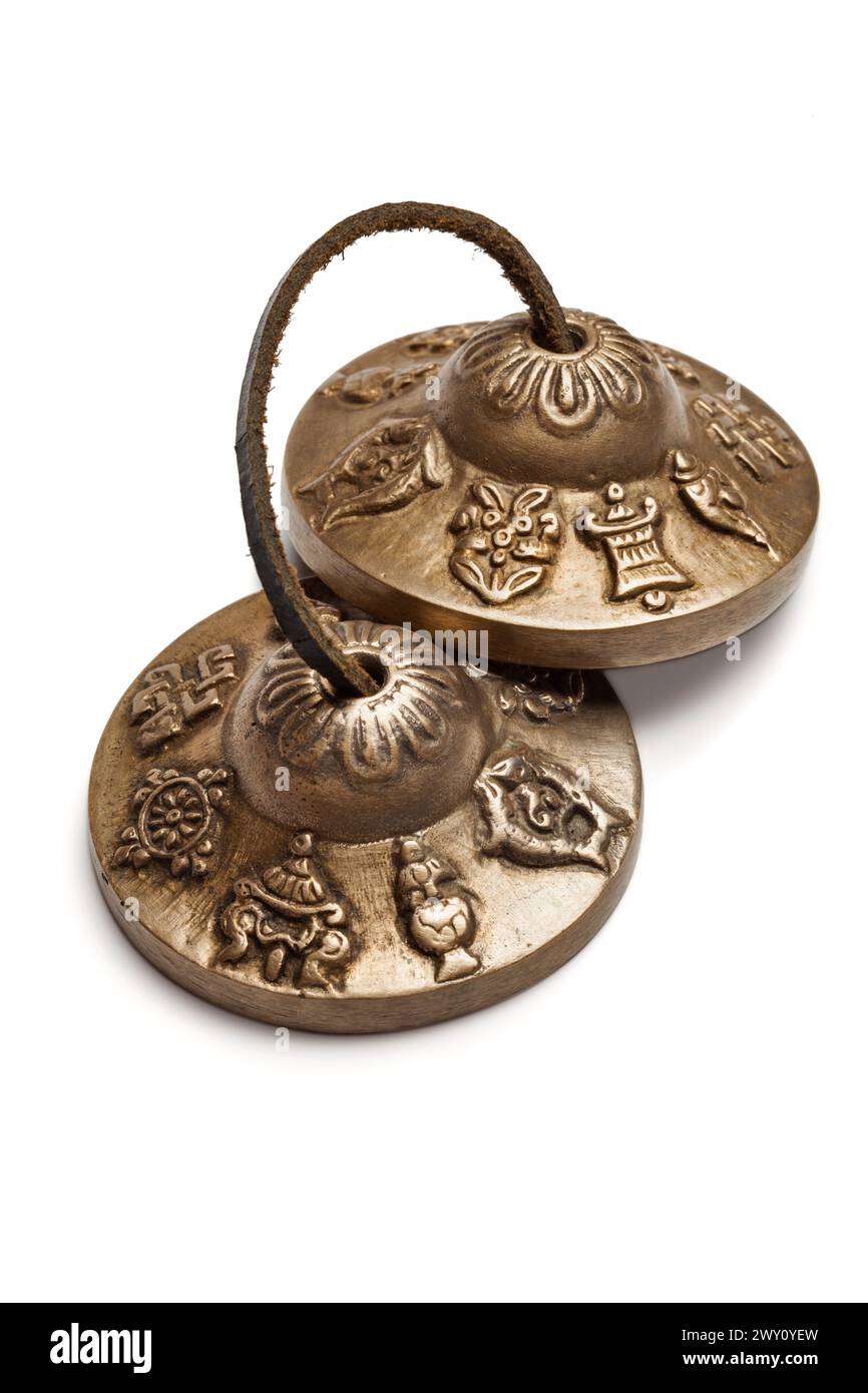 Tingsha Tibetano Meditazione - Cembalo Buddista 6,5 Cm Con Simboli Fortunati - Foto 3