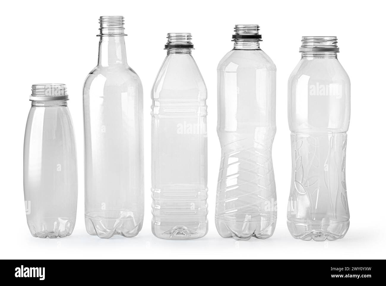 Used plastic bottles on white background with clipping path Stock Photo