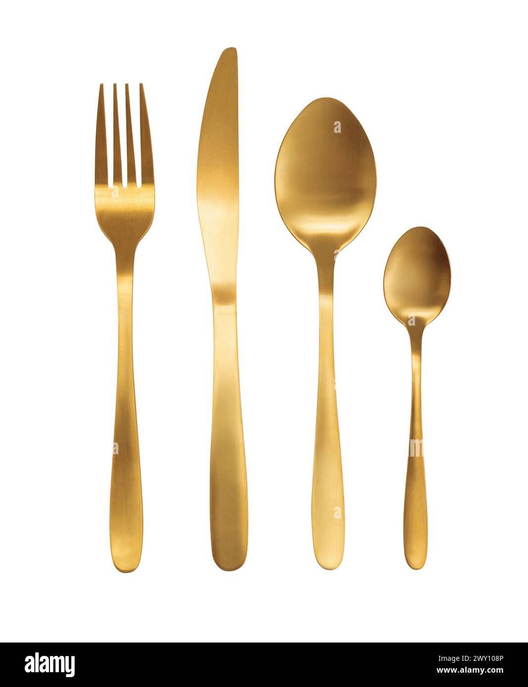 Cutlery set isolated on white background with clipping path Stock Photo