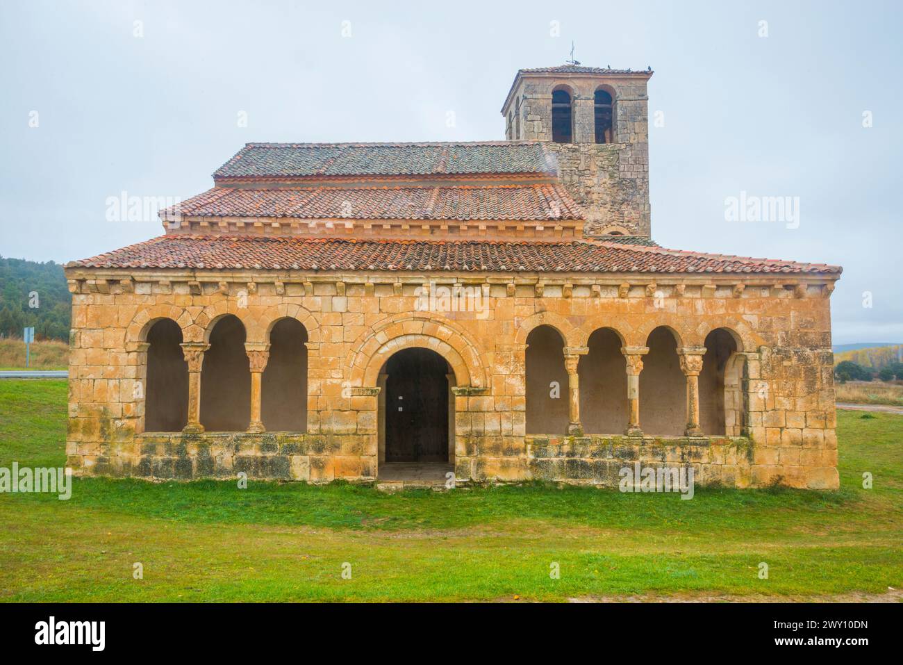 Facade of Virgen de las Vegas church. Requijada, Segovia province, Castilla Leon, Spain. Stock Photo