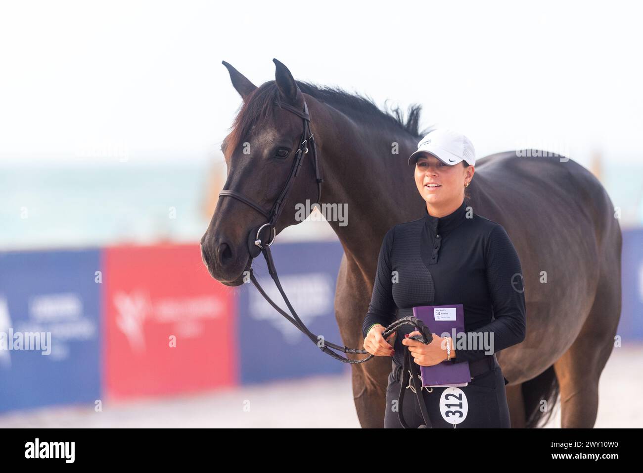 Miami Beach, USA - April 3, 2024. The second leg of the 2024 Longines Global Champions Tour started today in South Beach, Miami, USA. A fan favourite, Stock Photo