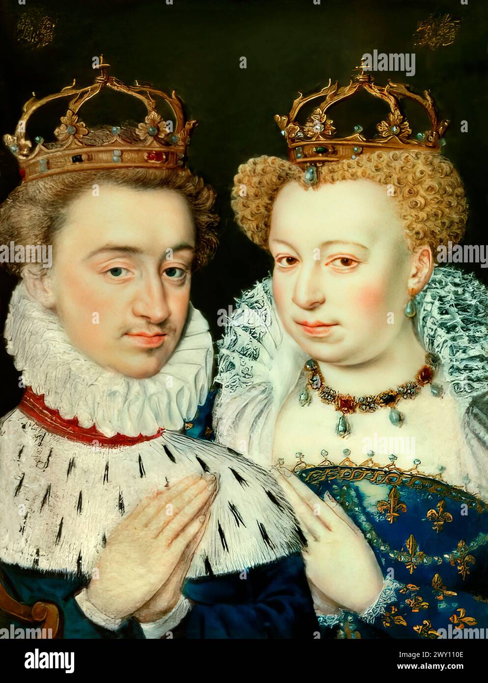 Henry of Navarre and Margaret of Valois, miniature of the Catherine de Medici's book of hours Stock Photo