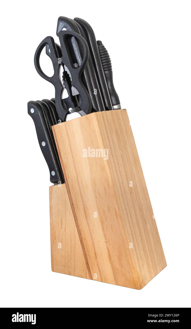 Knife block, isolated on white background. with clipping path Stock Photo