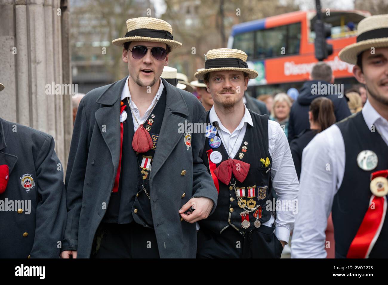 London, UK. 3rd Apr, 2024. The Svæveru, Norwegian School of Economics Male Choir visiting London to record some new songs, and visiting the sights in London UK Credit: Ian Davidson/Alamy Live News Stock Photo