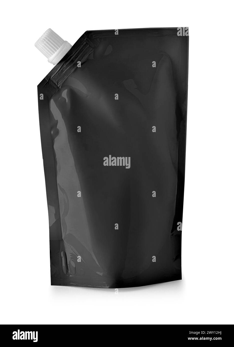 Black doy-pack isolated on a white background with clipping path Stock Photo
