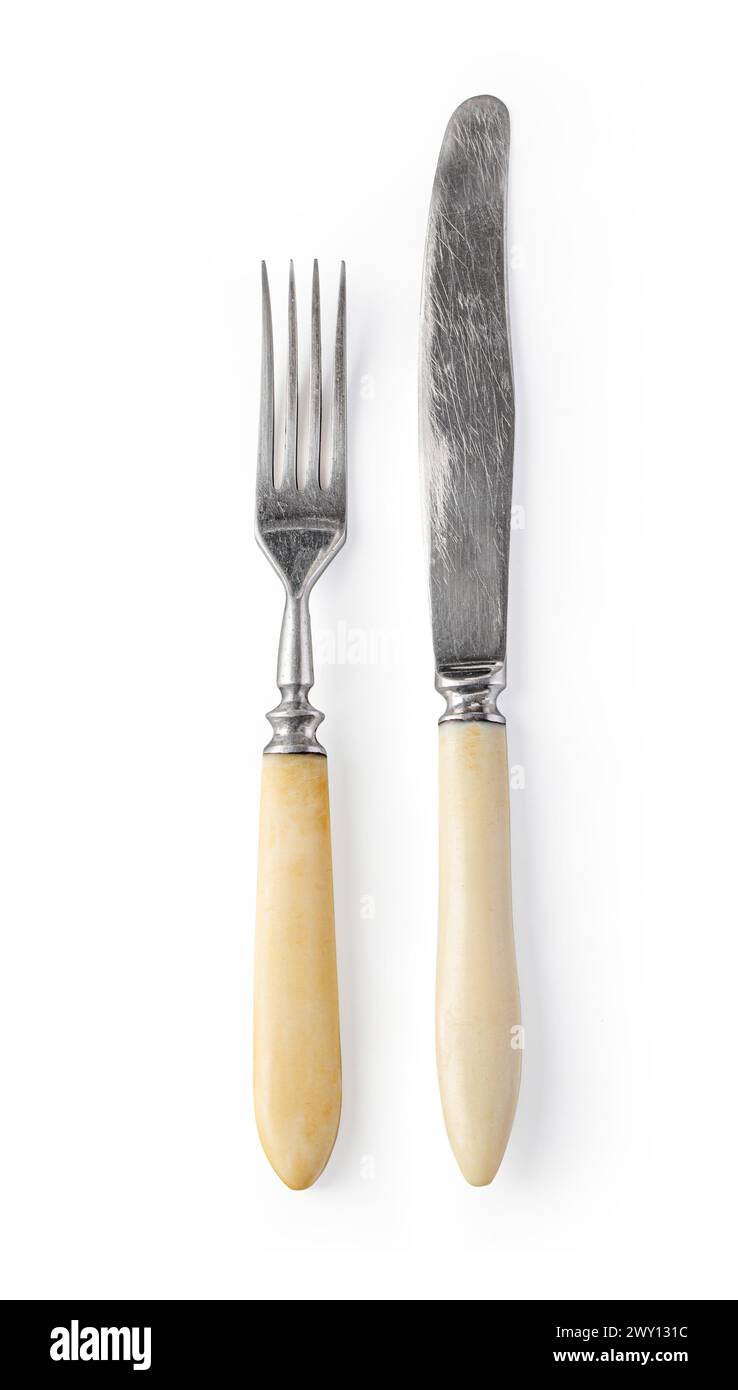 Cutlery set isolated on white background with clipping path Stock Photo