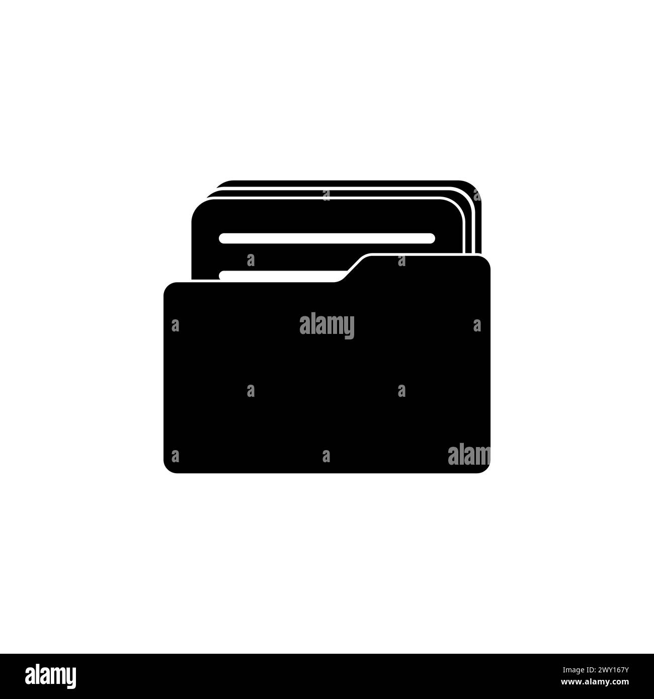 Folder with Documents flat vector icon. Simple solid symbol isolated on white background Stock Vector