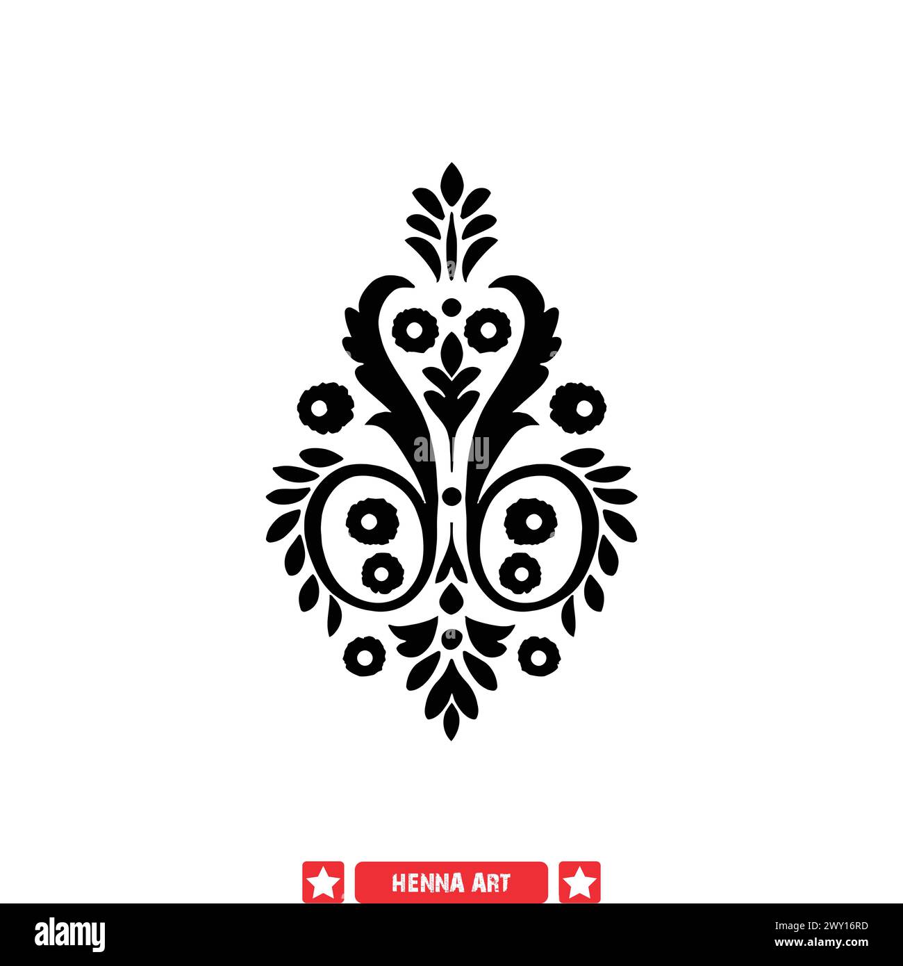 Cultural Heritage Henna Silhouette Set Time Honored Patterns for Modern Applications Stock