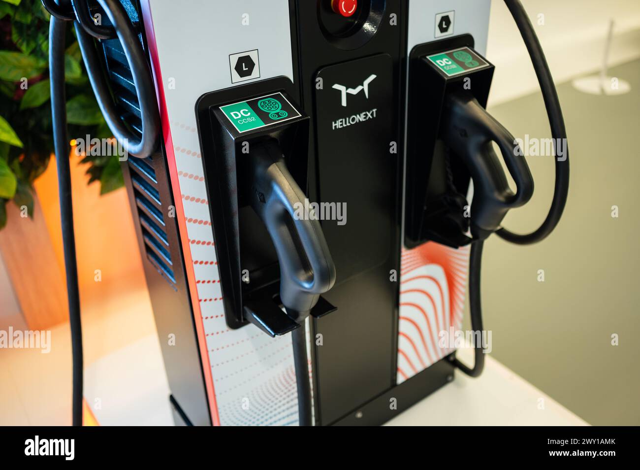 Galp Electric Charging Station.    Mobility City Technology Museum in Zaha Hadid’s Bridge (Bridge Pavilion), Zaragoza, Spain Stock Photo