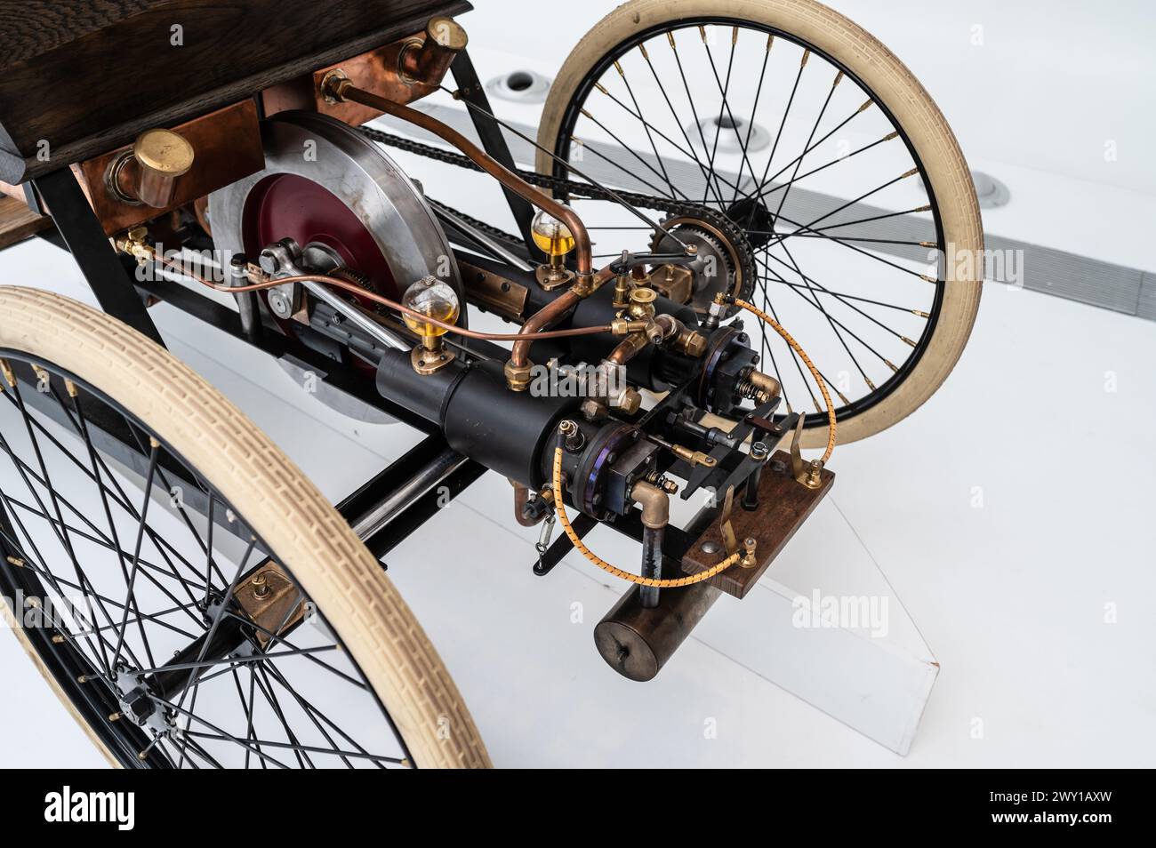 Ford Quadricycle from 1896.    Mobility City Technology Museum in Zaha Hadid’s Bridge (Bridge Pavilion), Zaragoza, Spain Stock Photo
