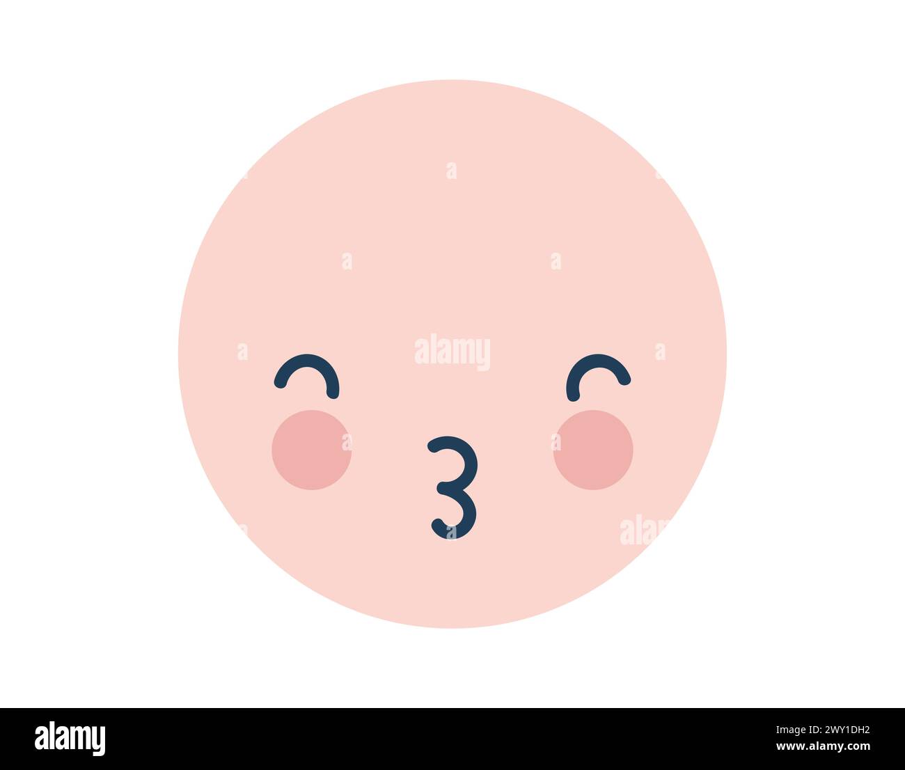 Pink happy kiss Love Emoji Icon. Object Symbol flat Vector Art. Cartoon element for web design, poster, greeting card, valentines Day, wedding Stock Vector