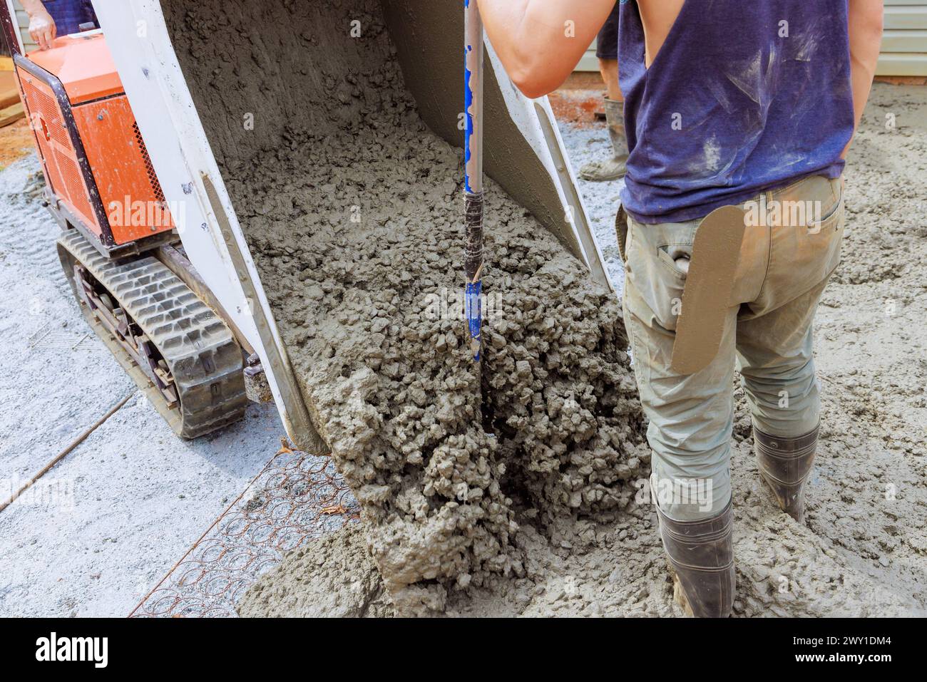 In construction of foundation, wet fresh cement is poured into