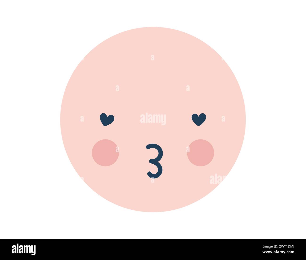 Pink happy kiss Love Emoji Icon. Object Symbol flat Vector Art. Cartoon element for web design, poster, greeting card, valentines Day, wedding Stock Vector